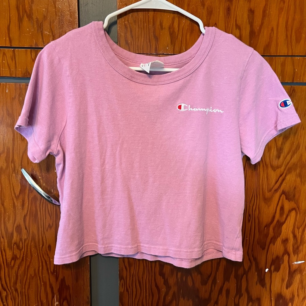 Champion Lavender Purple Cropped T-Shirt Size Small